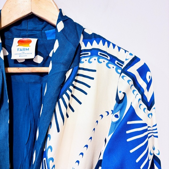 FARM RIO Long-Sleeve Blue & Cream Blazer Dress - Picture 7 of 13